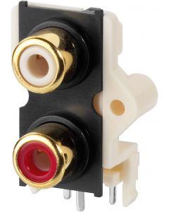 Bornier RCA pour circuits imprimés&#44; 1 x rouge&#44; 1 x blanc
