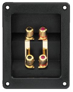 Bornier haut-parleur encastré 4 bornes dorées&#44; pour bi-câblage ou bi-amplification