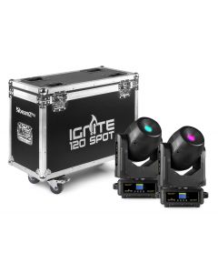 Lyre LED Spot 120 W&#44; set de 2&#44; dans un flightcase - IGNITE120