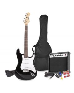 Pack guitare électrique&#44; modèle Stratocaster noire&#44; amplificateur 40 W&#44; avec accordeur sangle housse cordon médiators