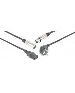 Cordon combiné audio Power Schuko - XLR femelle / IEC femelle - XLR mâle&#44; 10 m - CX02-10