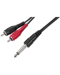 Cordon audio jack 6,35 mâle mono / 2 x RCA mâle, 3 m