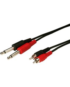 Cordon audio 2 x RCA mâle / 2 jack 6,35 mâle mono, 3 m