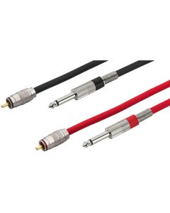 Cordon audio RCA mâle / jack mono 6,35 mâle, 1,5 m, paire, noir et rouge