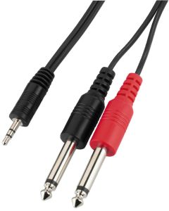 Cordon audio jack 3,5 mâle stéréo / 2 x jack 6,35 mâle mono, 2 m