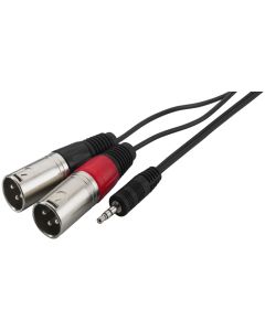 Cordon audio jack 3,5 mâle stéréo / 2 x XLR mâle, 1 m