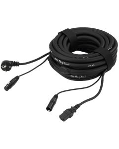 Cordon combiné audio Power Schuko - XLR femelle / IEC F - XLR mâle, 15 m