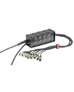 Boîtier audio multipaire câblé, 8 embases XLR 3P NEUTRIK, câble 10 m, 8 connecteurs XLR 3P mâles