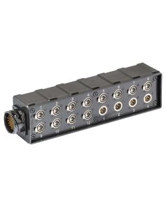 Boîtier audio en plastique antichoc, 12 entrées XLR 3P, 4 sorties XLR 3P, connecteur multipaire 54 P
