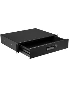 Tiroir rack verrouillable 19", 2 U, acier, glissières télescopiques zinguées