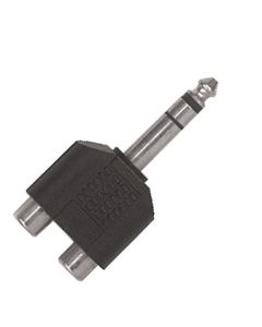 Adaptateur RCA vers jack stéréo mâle Ø 6,3 mm, 2 RCA femelles, ABS