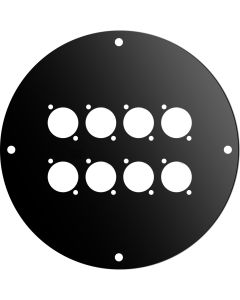 Disque frontal en acier peint noir, 8 ouvertures pour connecteurs D-type