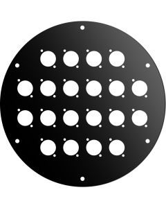 Disque frontal en acier peint noir, 20 trous pour connecteurs de type D, pour AV195
