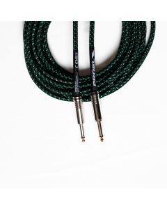 Câble instrument, 2 x jack mono 6,35 mm, blindage tressé, 6 m, noir et vert
