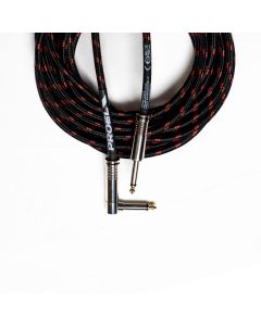 Câble instrument jack mono 6,35 mm, 3 m, blindage tressé, noir et rouge