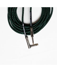Câble instrument jack mono 6,35 mm droit/coudé, 6 m, blindage tressé, gaine PVC, noir et vert