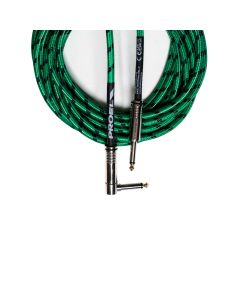 Câble instrument, 6 m, jack mono 6,35 mm droit et coudé, diamètre 7 mm, vert et noir