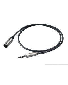 Câble symétrique jack stéréo 6.3 mm vers XLR mâle, 1 ft, connecteurs métalliques, noir