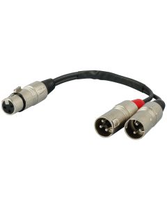 Câble adaptateur répartiteur XLR, 1 XLR femelle vers 2 XLR mâles, 20 cm, noir