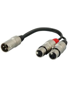 Câble adaptateur XLR, 1 XLR mâle vers 2 XLR femelles, 20 cm, signaux symétriques