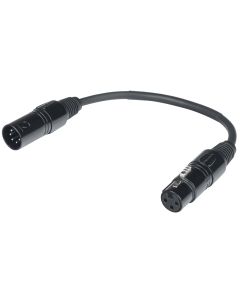Câble adaptateur DMX 512, XLR 3 broches femelle vers XLR 5 broches mâle, 20 cm, noir