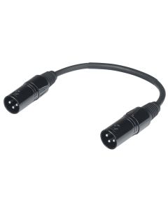 Câble adaptateur DMX 512, inverseur de genre, 2 x XLR 3 broches mâles, 20 cm, noir