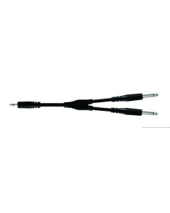 Câble adaptateur en Y, jack stéréo Ø 3,5 mm vers 2 x jack mono Ø 6,3 mm, 1,8 m, noir