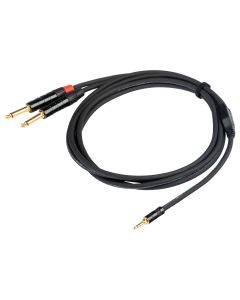 Câble audio en Y, jack stéréo Ø 3,5 mm vers 2 x jack mono Ø 6,3 mm, 3 m, connexions plaquées or