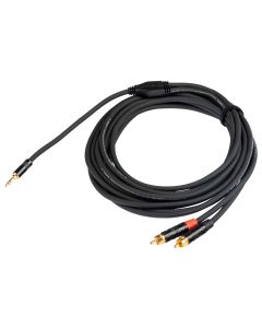 Câble audio en Y, jack stéréo Ø 3,5 mm vers 2 RCA, 5 m, contacts plaqués or