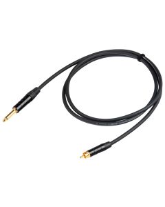 Câble adaptateur jack mono Ø 6.3 mm vers RCA, 1,5 m, connexions plaquées or, noir