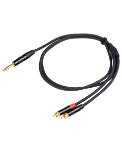 Câble en Y jack stéréo Ø 6,3 mm vers 2 RCA, connecteurs plaqués or, 3 m, noir