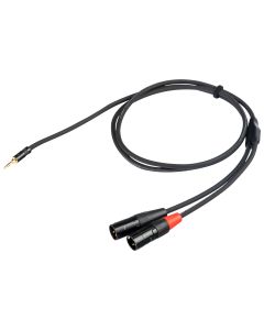 Câble Y audio, jack stéréo Ø 3,5 mm vers 2 x XLR mâles 3 broches, 3 m, connexions plaquées or