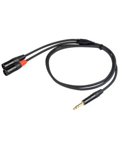 Câble en Y, jack stéréo Ø 6,3 mm vers 2 XLR mâles 3 points, 1,5 m, connecteurs plaqués or