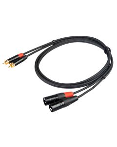 Câble audio stéréo, 2 x RCA REAN vers 2 x XLR mâle REAN, 1,5 m, contacts plaqués or