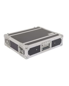 Flight case rack 2U, profondeur rackable 25 cm, contreplaqué marin 9 mm, rails avant et arrière