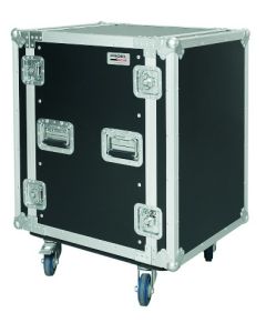 Flight case rack 19', 16 U, profondeur utile 450 mm, roulettes 100 mm avec freins