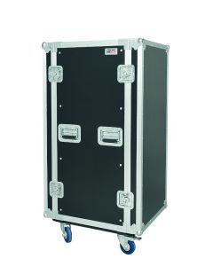 Flight case rack 19', 24 U, profondeur utile 450 mm, roulettes 100 mm avec freins
