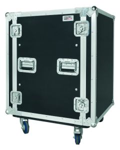 Flight case rack 19 in, 16 U, profondeur utile 500 mm, 4 roues de 100 mm