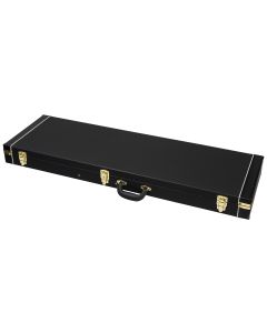 Étui rectangulaire en bois pour basse électrique, revêtement en vinyle, intérieur en velours noir, serrure à clé