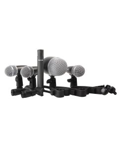 Kit de microphones pour batterie, 5 pièces, directivités cardioïde et supercardioïde, mallette ABS