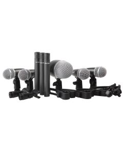 Kit de 8 microphones pour batterie, 4 DM1 cardioïdes, 1 DM12 supercardioïde, 3 CM602 à condensateur