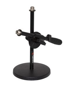 Support double pour microphone de table, perche réglable, hauteur 280 mm, embase acier Ø 180 mm