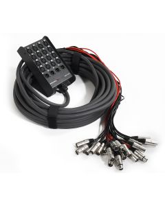 Boîte de scène audio, 20 canaux, 16 entrées XLR, 4 sorties XLR, câble 25 m