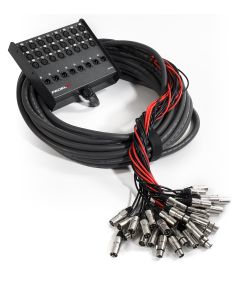 Boîtier de scène audio, 32 canaux, 24 entrées XLR, 8 sorties XLR, câble de 25 m