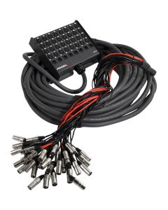 Boîtier de scène audio, 40 canaux, 32 entrées XLR, 8 sorties XLR, câble de 30 m