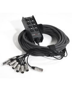 Boîtier de scène audio, 8 entrées XLR, câble multipaire de 15 m