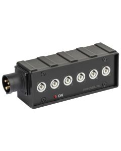 Boîtier de distribution électrique, 6 canaux, entrée CEE 16A, 6 sorties powerCON, charge maximale 16 A