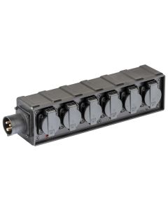 Boîtier de distribution électrique, 6 canaux, entrée 16 A, 6 sorties Schuko IP54, 230 V