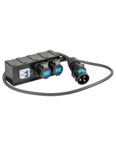 Boîtier de distribution électrique, entrée CEE 32 A, 2 sorties CEE 16 A, IP44, 230 V