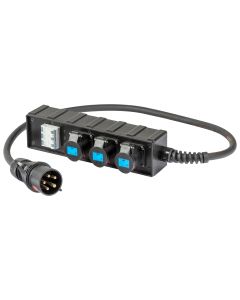Coffret de distribution électrique, entrée CEE 32 A 400 V, 3 sorties CEE 16 A 230 V, IP44